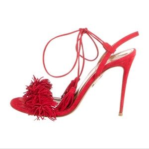 Aquazzura beautiful red suede heels size 38